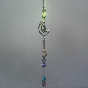 Handmade Golden Moon Crystal Sun Catcher